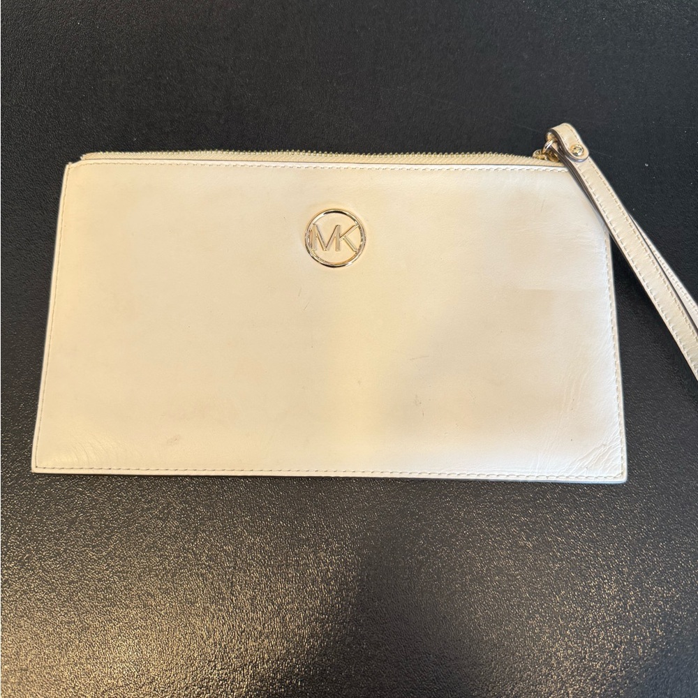 Michael Kors Gold and Cream Wristlet